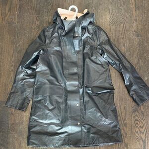 lululemon athletica Black Hooded Rain Trench with Contrast Lining